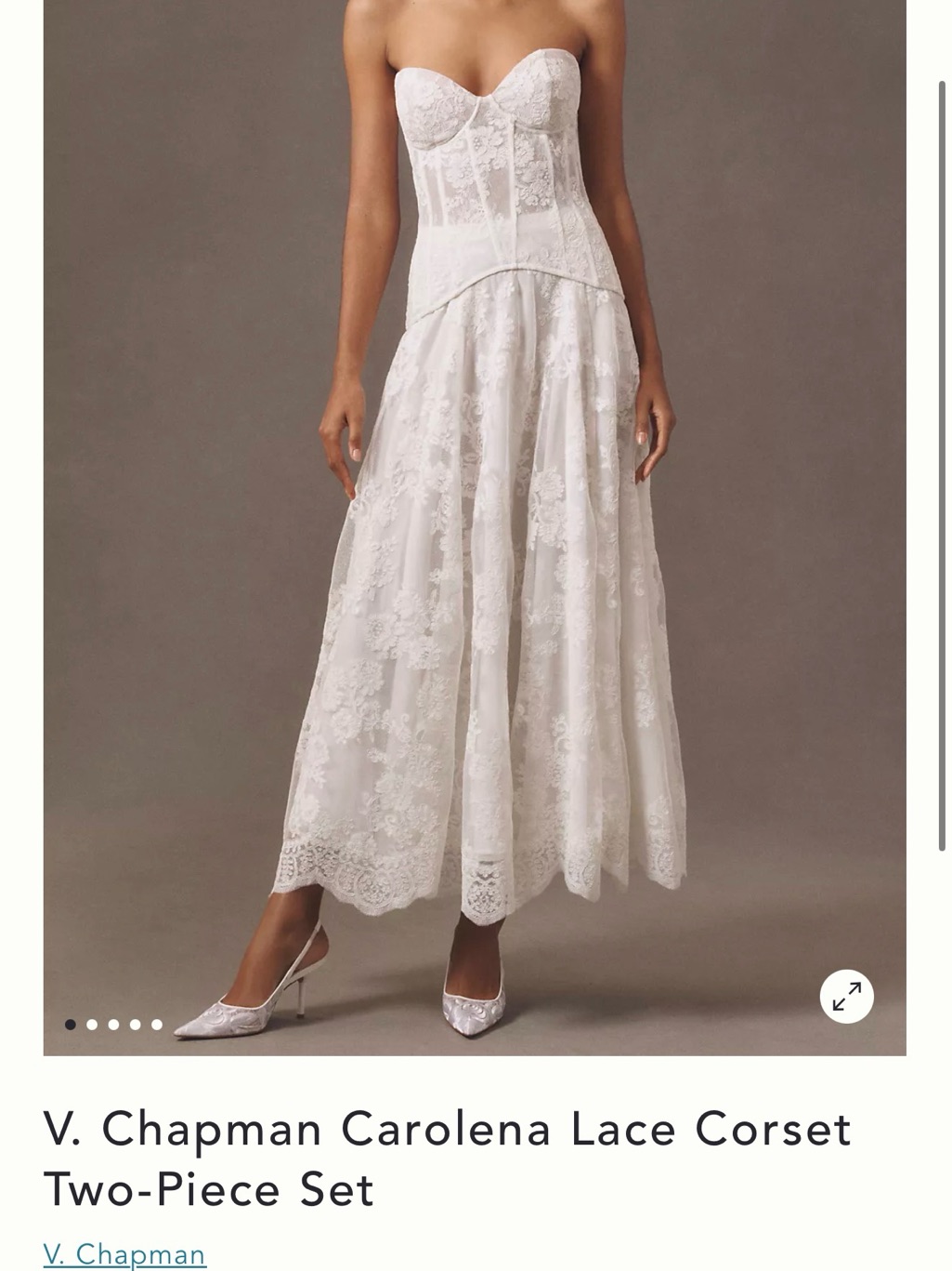 V. Chapman Carolena Lace Corset Two-Piece Dress In White Size 0